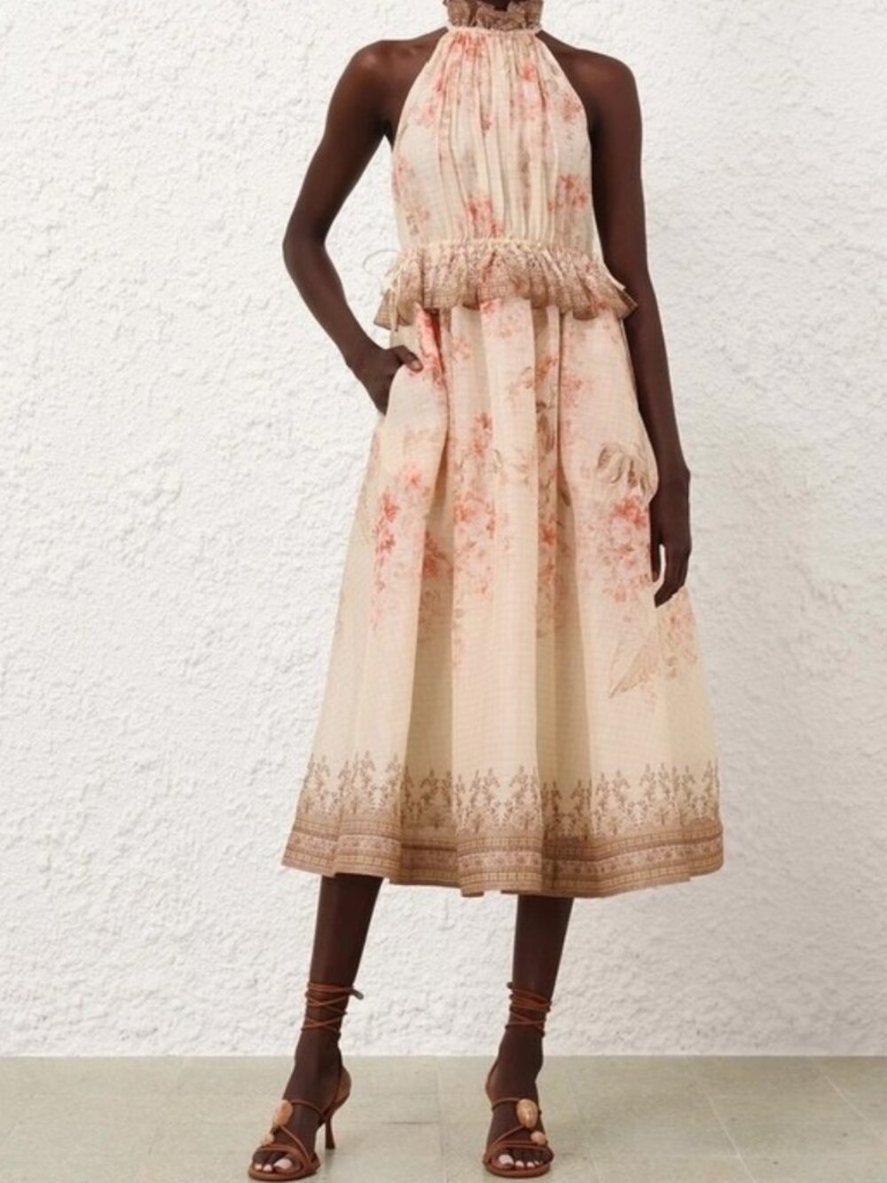 Zimmermann Dawning Dress in Cream and Pink size 1